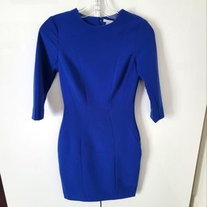 H&M Fitted Blue Bodycon Work dress with sleeves
